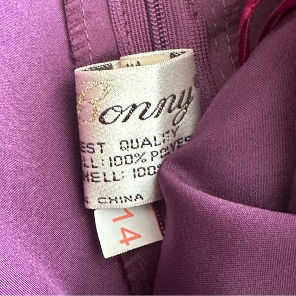 Bonny Purple Short Sleeve Ruched Waist Formal Cocktail Party Maxi Dress Size 14 - Picture 2 of 13